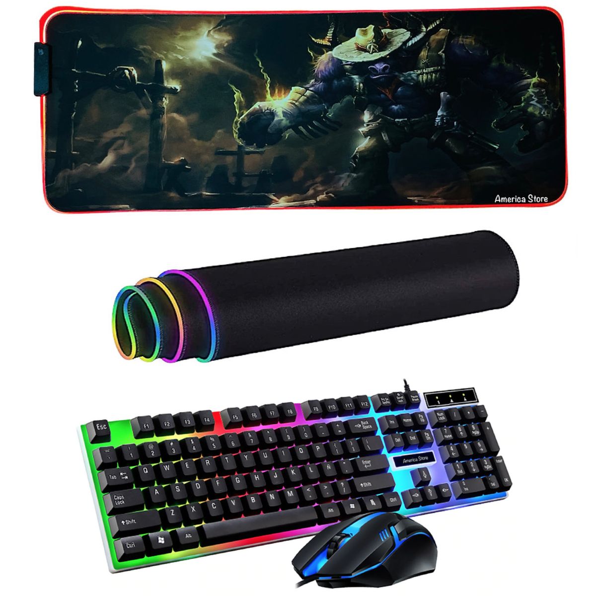 GENERICO - Combo Pad Mouse Rgb 80cm X 30cm Teclado Y Mouse Gamer N G04