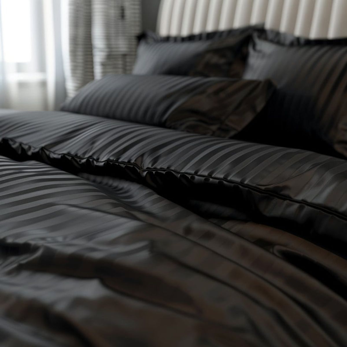 KARYTEX - Fundas Duvet A Rayas + 2 Fundas De Almohada Sencilla Negro.