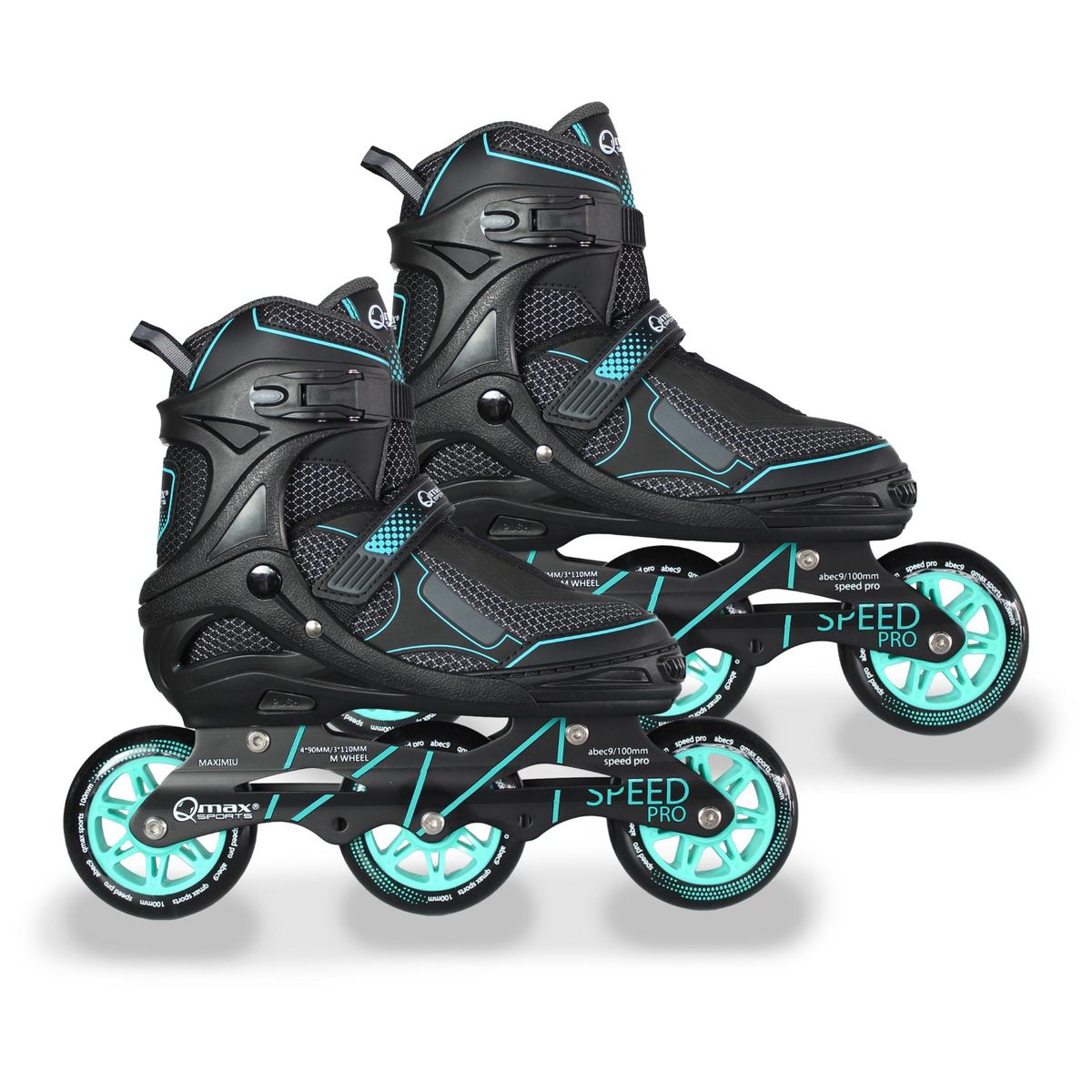 QMAX - Patines Semiprofesionales Ajustables En linea Azul QMAX 35-38