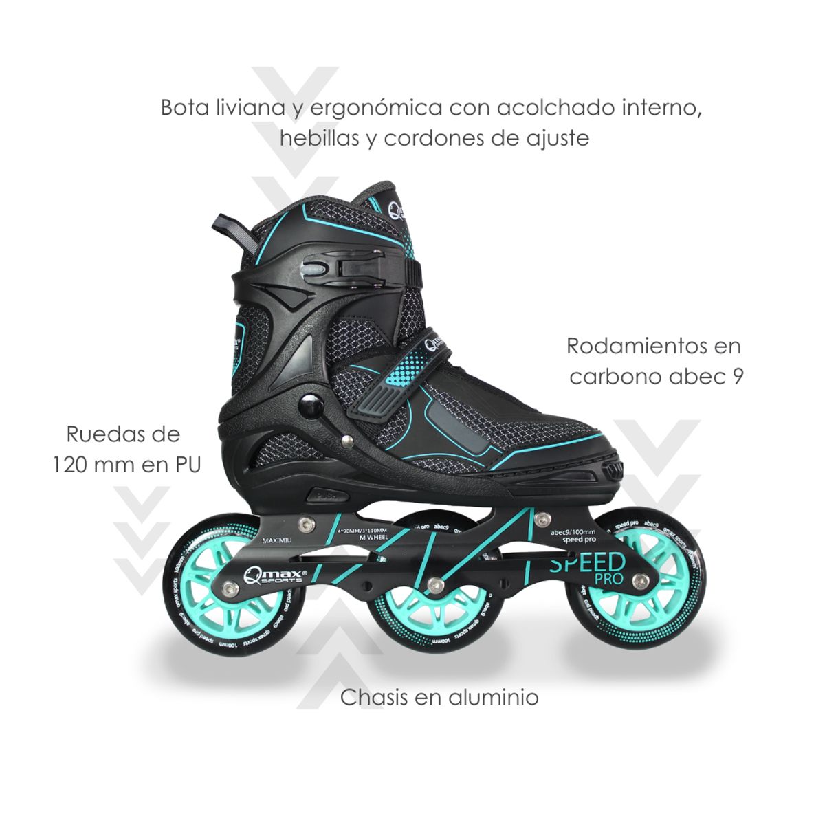QMAX - Patines Semiprofesionales en Linea Ajustables Azul