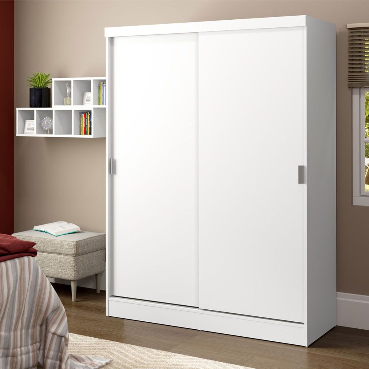 MADESA - Clóset Luke 2 Puertas Corredizas 2 Cajones Blanco 183 cm x 119 cm x 54 cm
