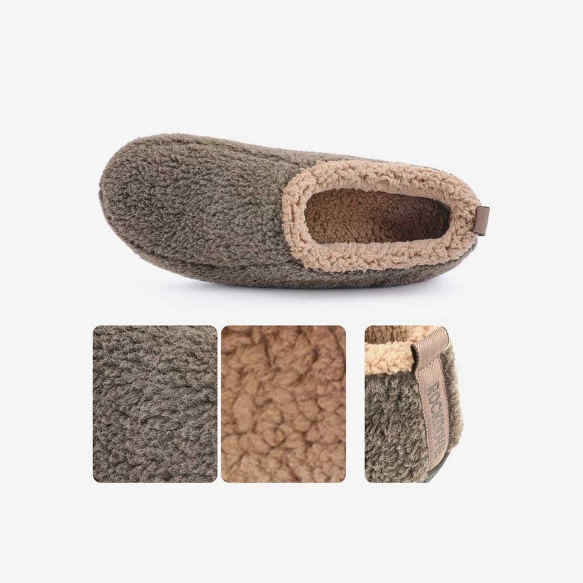 ROCKDOVE - Pantuflas Para Hombre Confortables Cafe