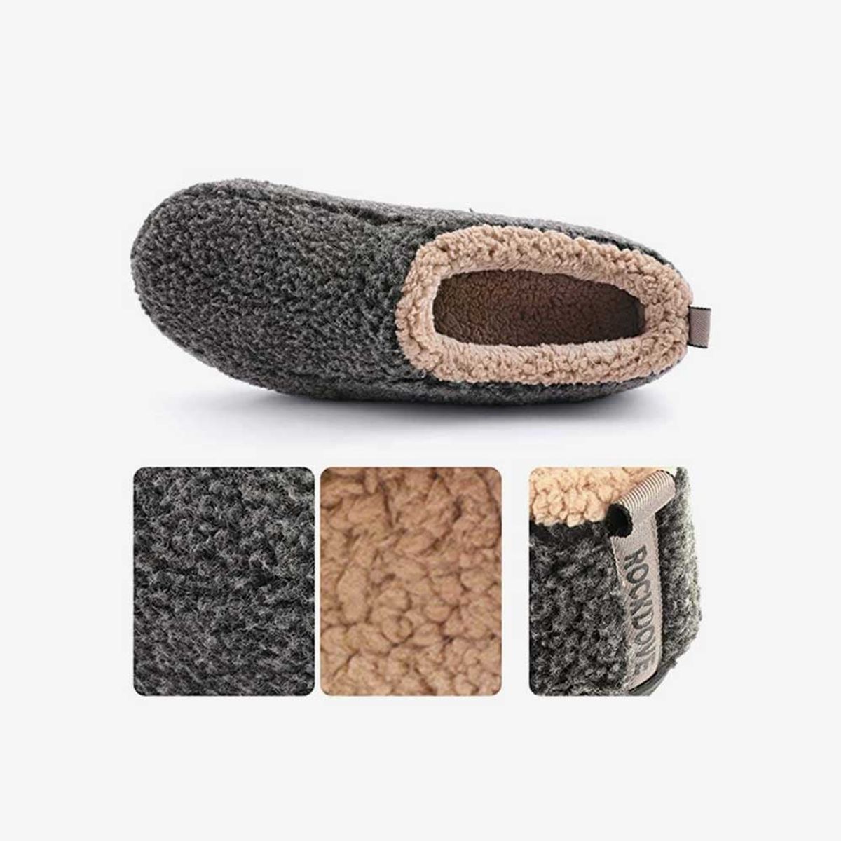 ROCKDOVE - Pantuflas Para Hombre Confortables Negro