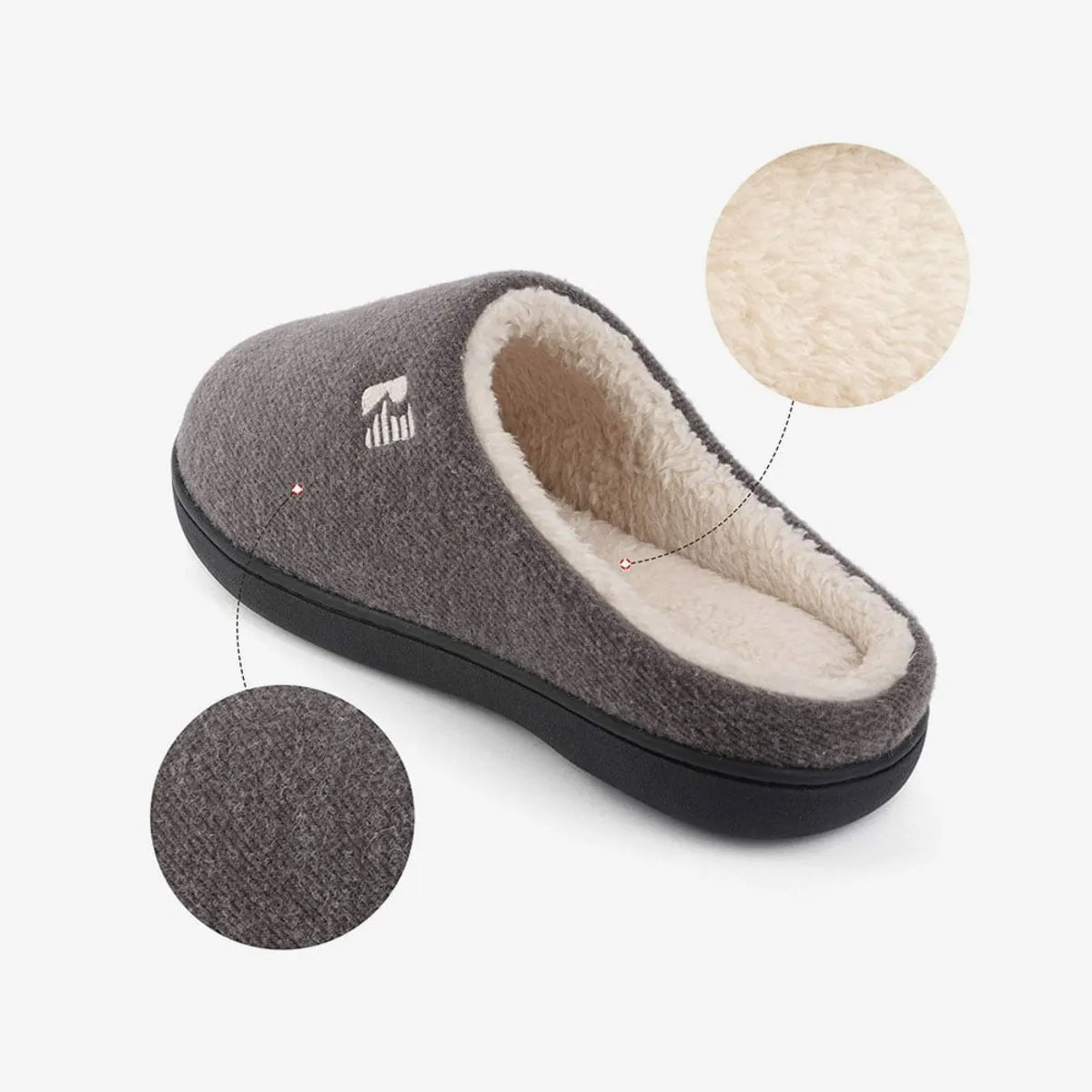 ROCKDOVE - Pantuflas Para Hombre Confortables Gris
