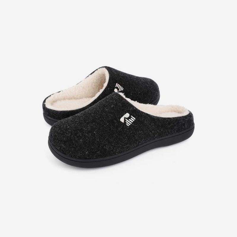 ROCKDOVE - Pantuflas Para Hombre Confortables NegroBlanco