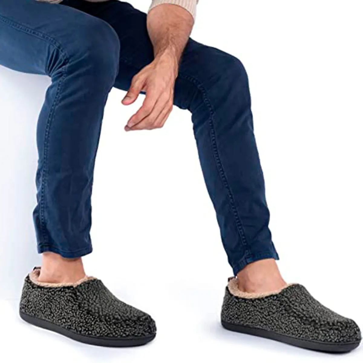 ROCKDOVE - Pantuflas Para Hombre Confortables Negro
