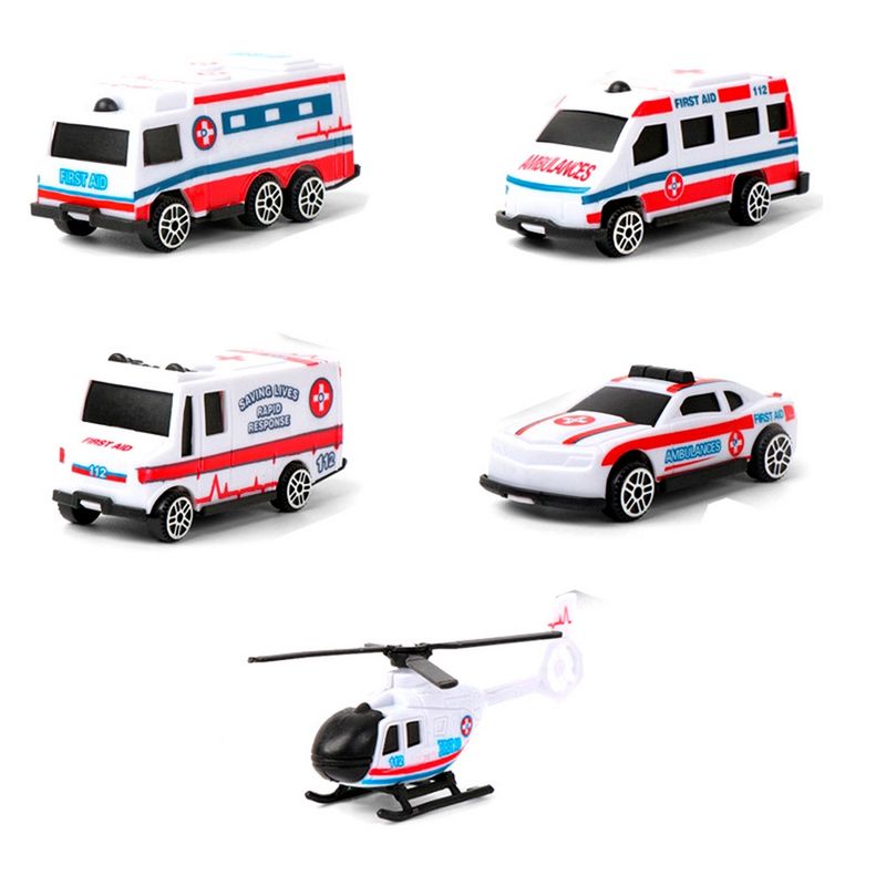 GENERICO - Carro Helicoptero Camion Coleccionable Ambulancia X 5 Pcs