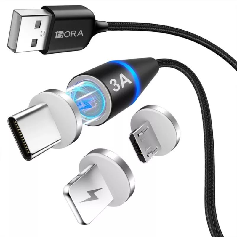 GENERICO - Cable De Carga Usb Magnético Led Luminoso Color Negro