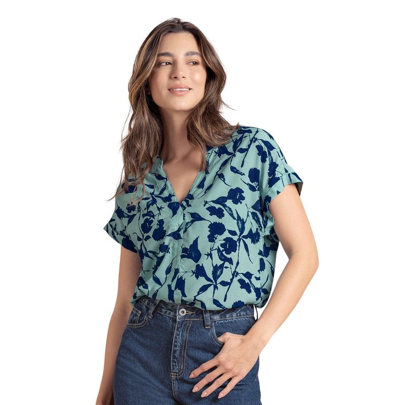 LEONISA - Leonisa Blusa manga corta manga rodada silueta semiajustada