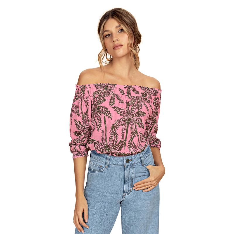 LEONISA - Leonisa Blusa estampada con cuello bandeja