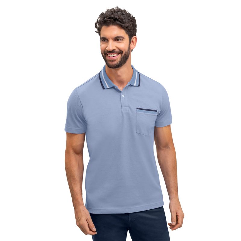 LEO - Leo Camiseta tipo polo con perilla funcional y bolsillo decorativo
