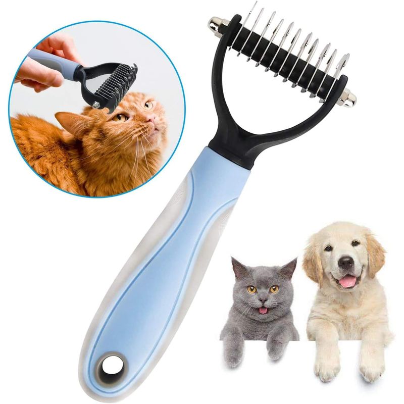 CATLIKE - Cepillo Deslanador Quita Nudos Para Mascota Azul