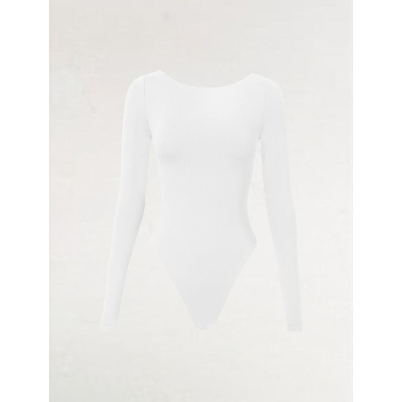 MOLGOA - Body Para Mujer Escote Redondo en Espalda - The Essential Blanco