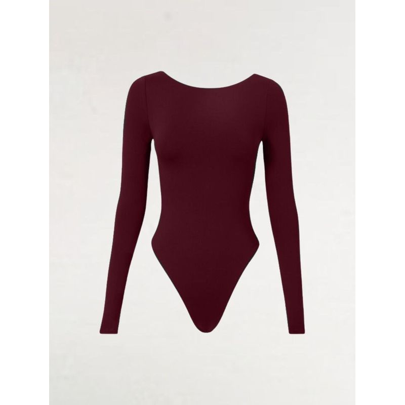 MOLGOA - Body Para Mujer Escote Redondo en Espalda - The Essential Vino