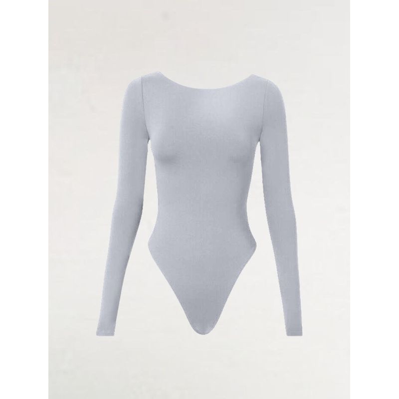 MOLGOA - Body Para Mujer Escote Redondo en Espalda - The Essential Gris