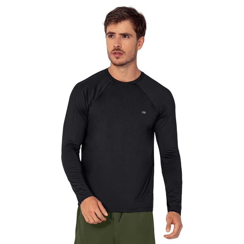 LEO - Leo Camiseta deportiva masculina manga larga con protección UV