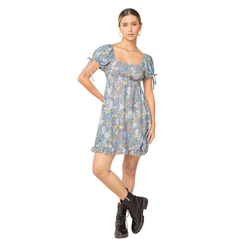 LEONISA - Leonisa Vestido corto con escote cuadrado y manga bombacha