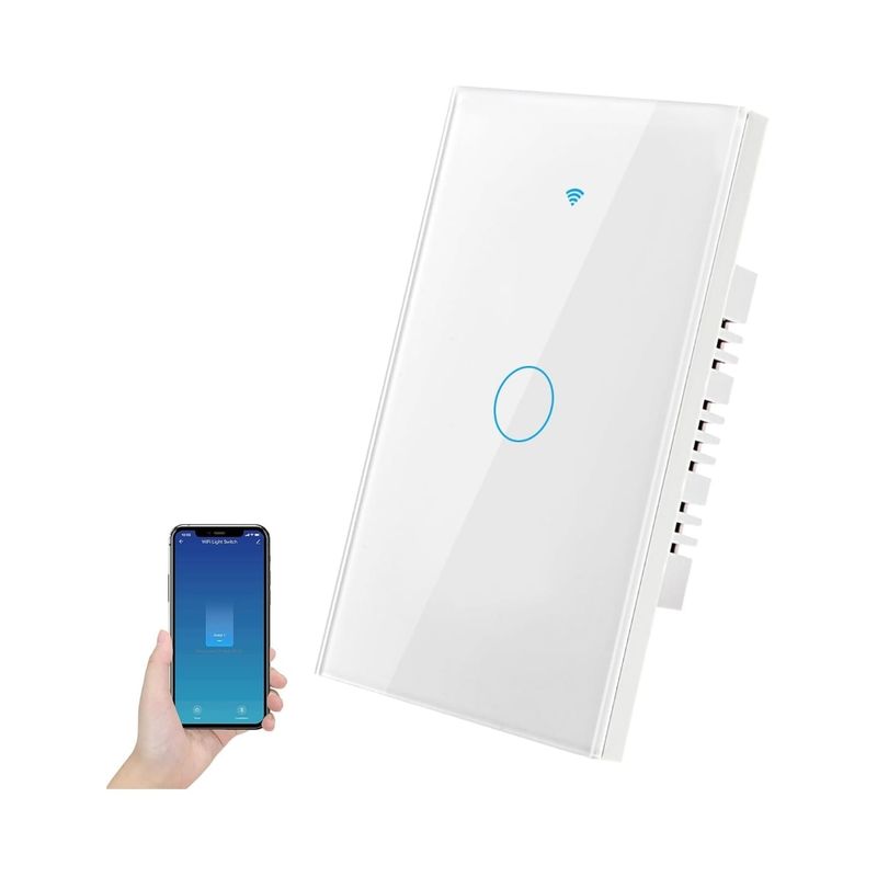 GENERICO - Switch Inteligente Táctil Wifi Google Home Y Alexa 1 Botón Blanco