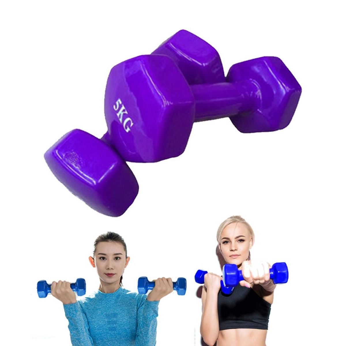 GENERICO - Kit 2 Mancuernas De 5kg Encauchetadas Hexagonales