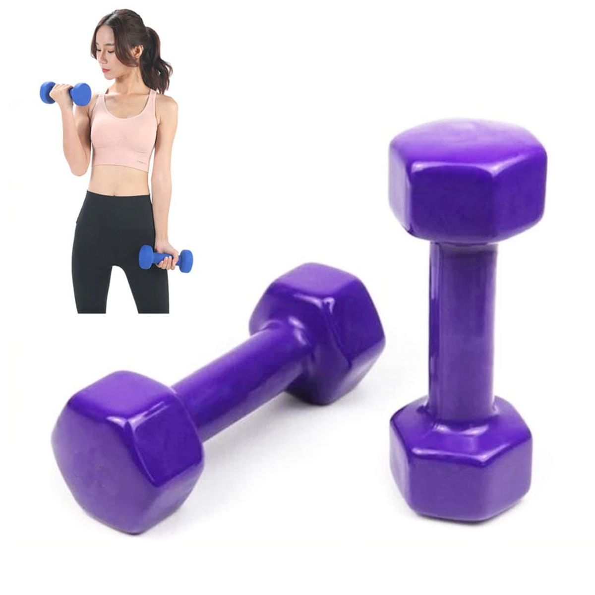 GENERICO - Kit 2 Mancuernas De 5kg Encauchetadas Hexagonales