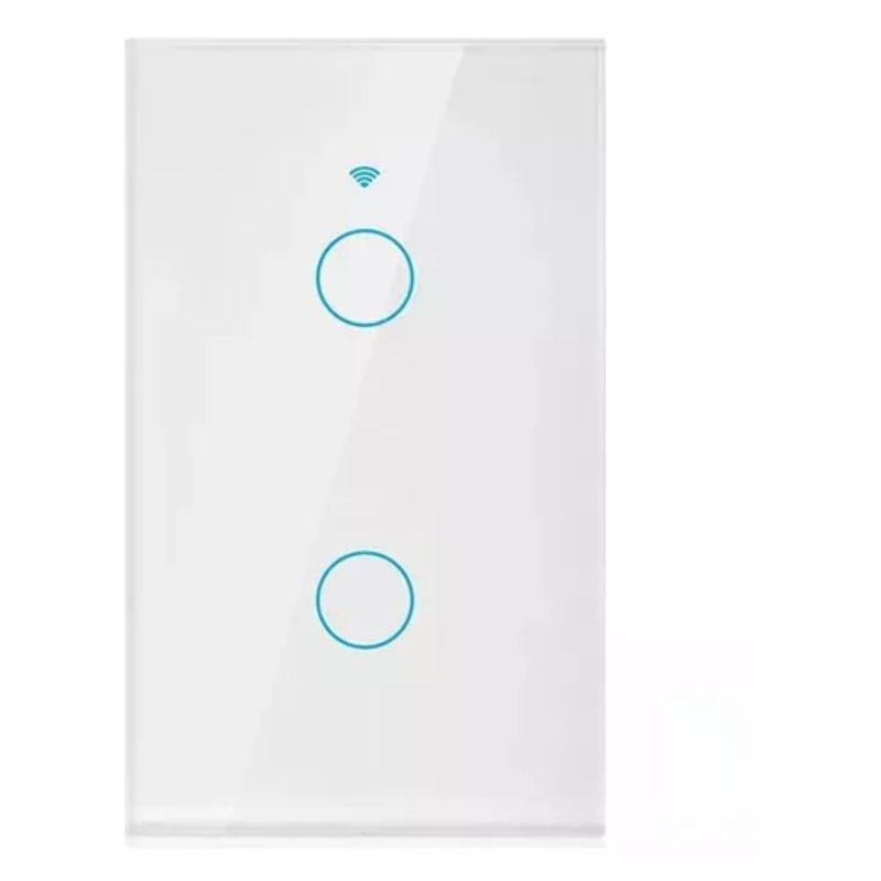 GENERICO - Switch Inteligente Táctil Wifi Google Home Y Alexa 2 Botones Blanco