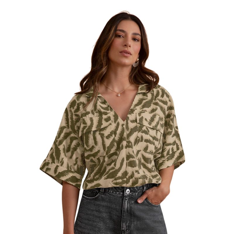 LEONISA - Leonisa Blusa manga corta con elástico en cintura