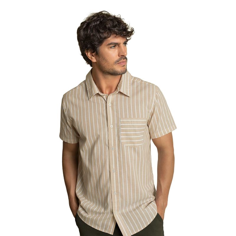 LEO - Leo Camisa manga corta masculina de rayas