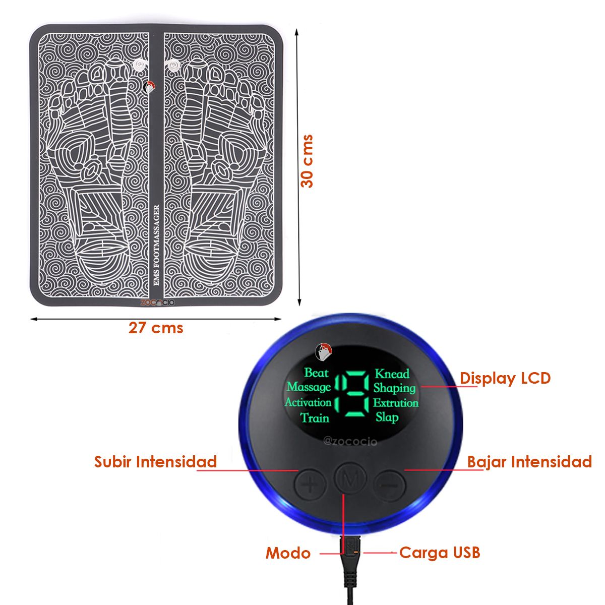 ZOCOCIO - Masajeador De Pies Eléctrico Ems Acupuntura Eléctrica
