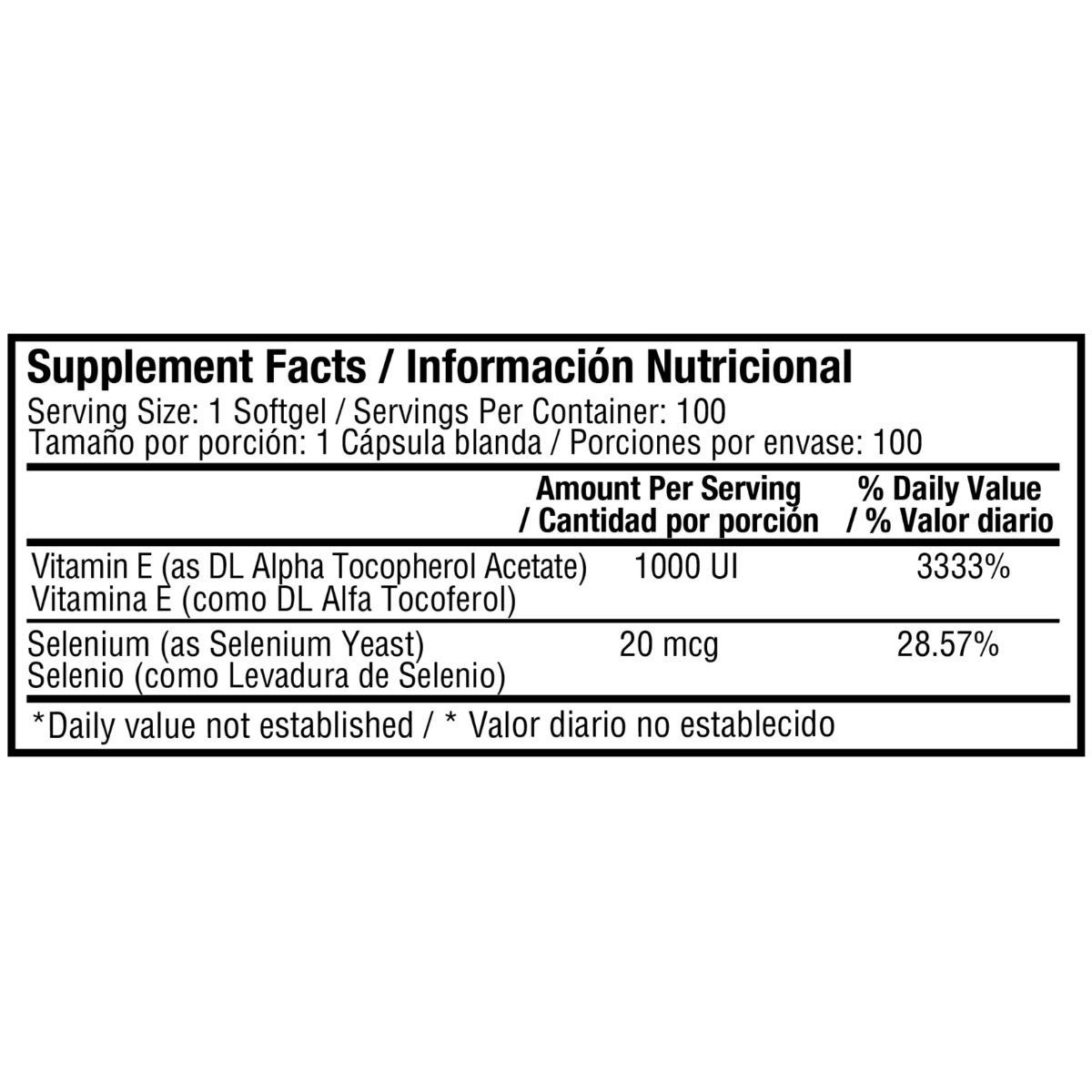 HEALTHY AMERICA - Vitamina E 1000 IU con Selenium 100 Càps - Healthly America