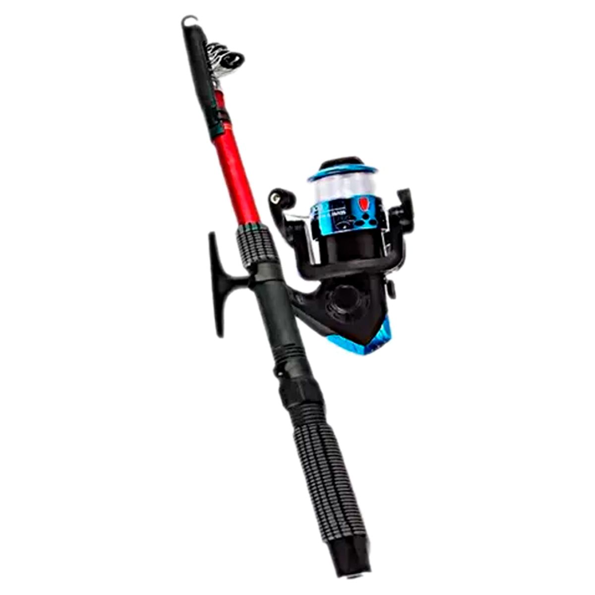 GENERICO - Kit x2 Caña Pescar Bara Carrete Nylon + Anzuelos + Señuelos