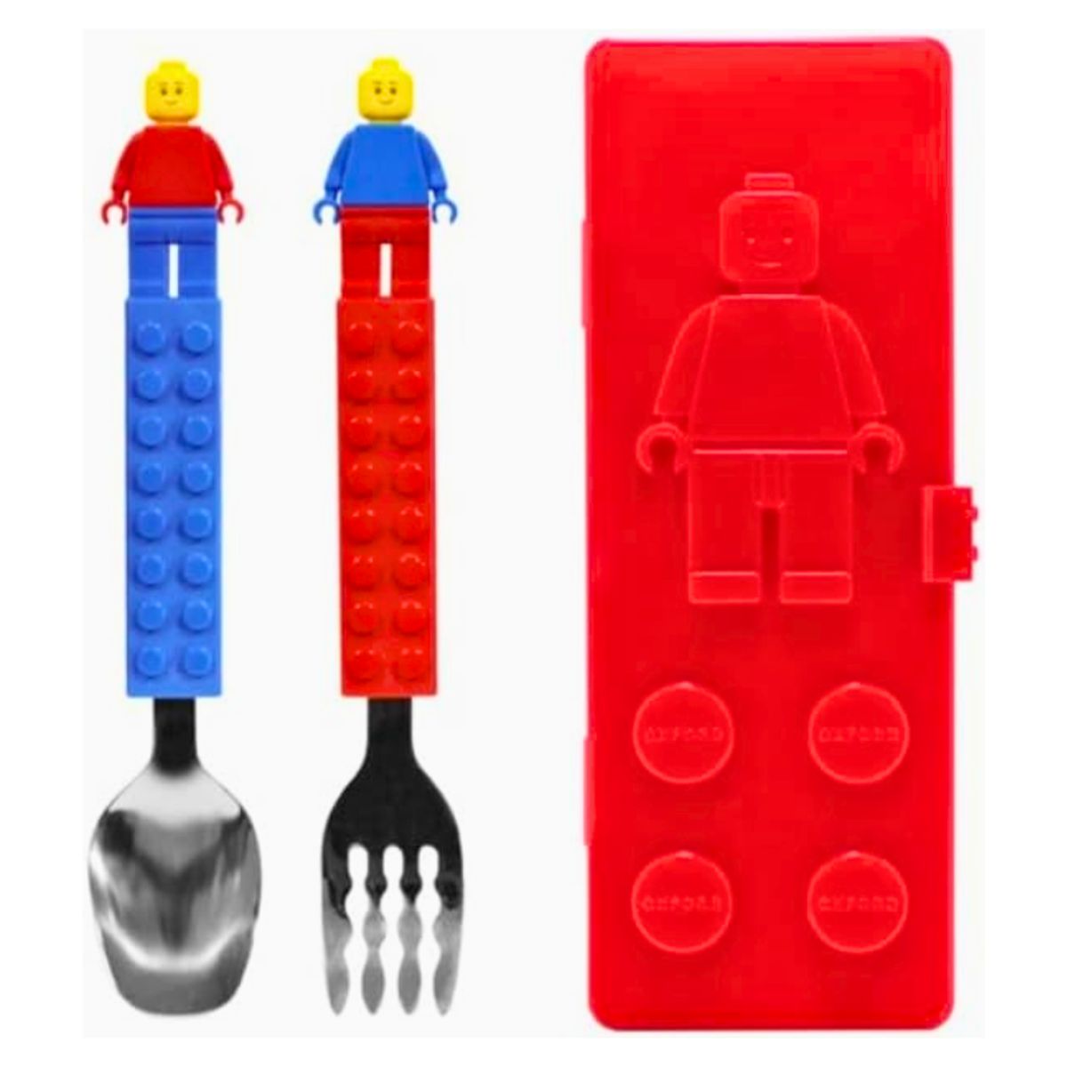 GENERICO - Set Cubiertos Niño Tipo Lego Cuchara Y Tenedor