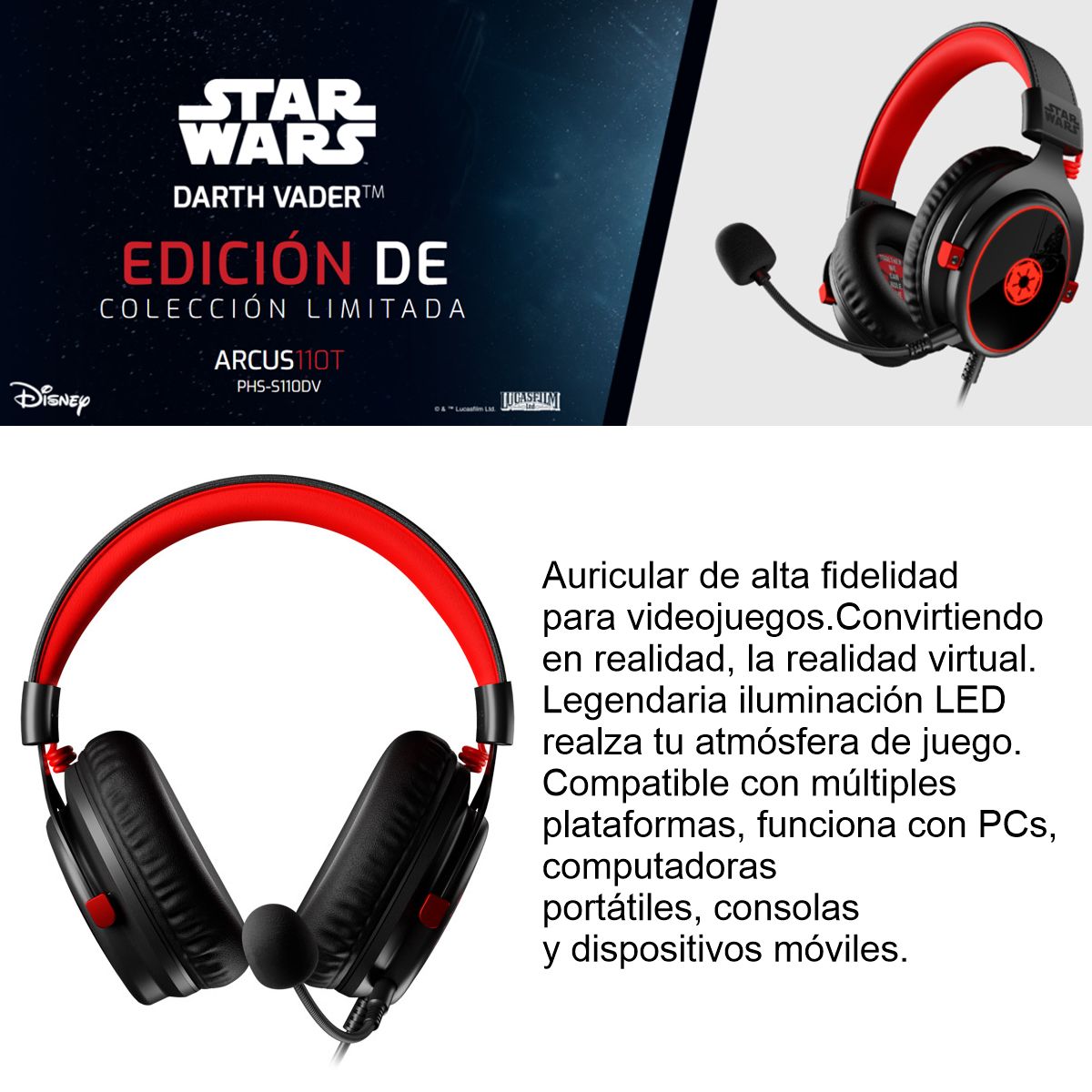 PRIMUS - Diadema Gamer Primus Arcus 110T ED Star Wars Darth Vader