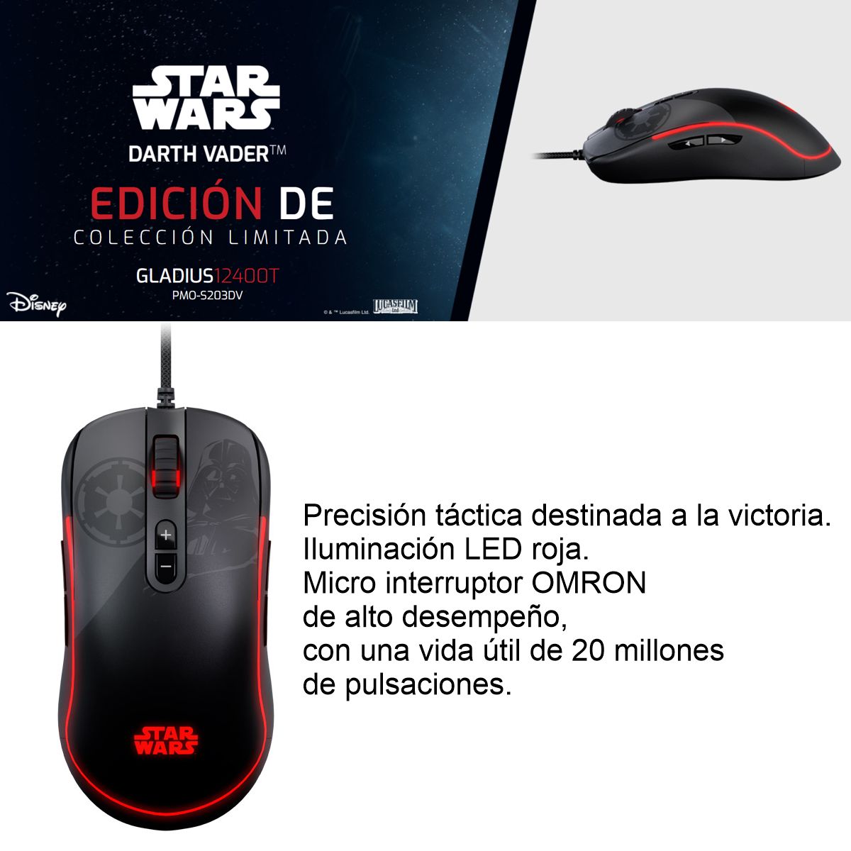 PRIMUS - Mouse Gamer Primus Gladius 12400T ED Star Wars Darth Vader