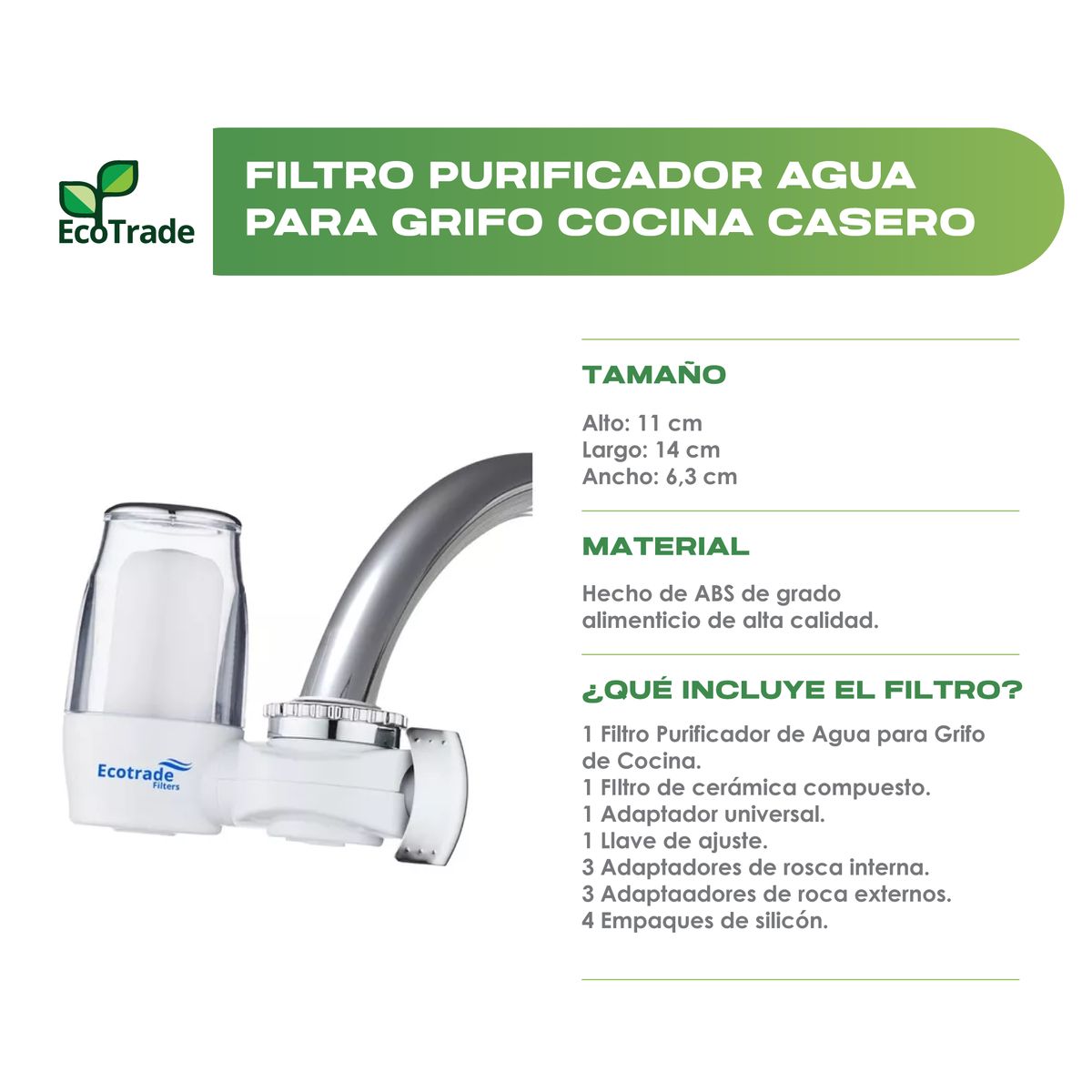 ECOTRADE - Filtro Purificador Agua Para Grifo de Cocina Ecotrade