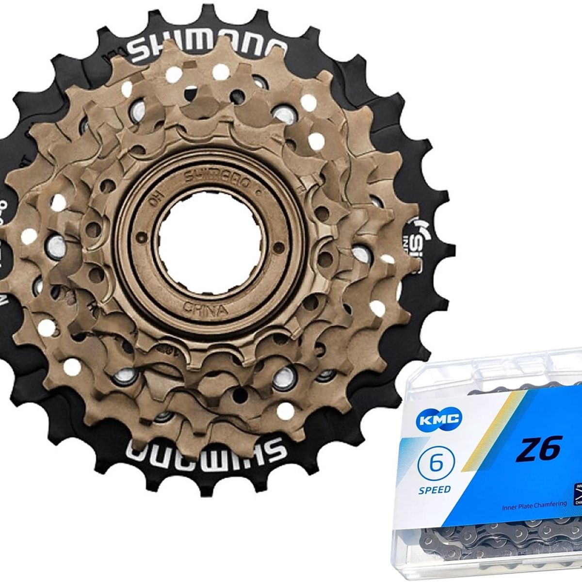 SHIMANO - Pacha Bicicleta Shimano Tz500 6v 14-28 Rosca + Cadena Kmc