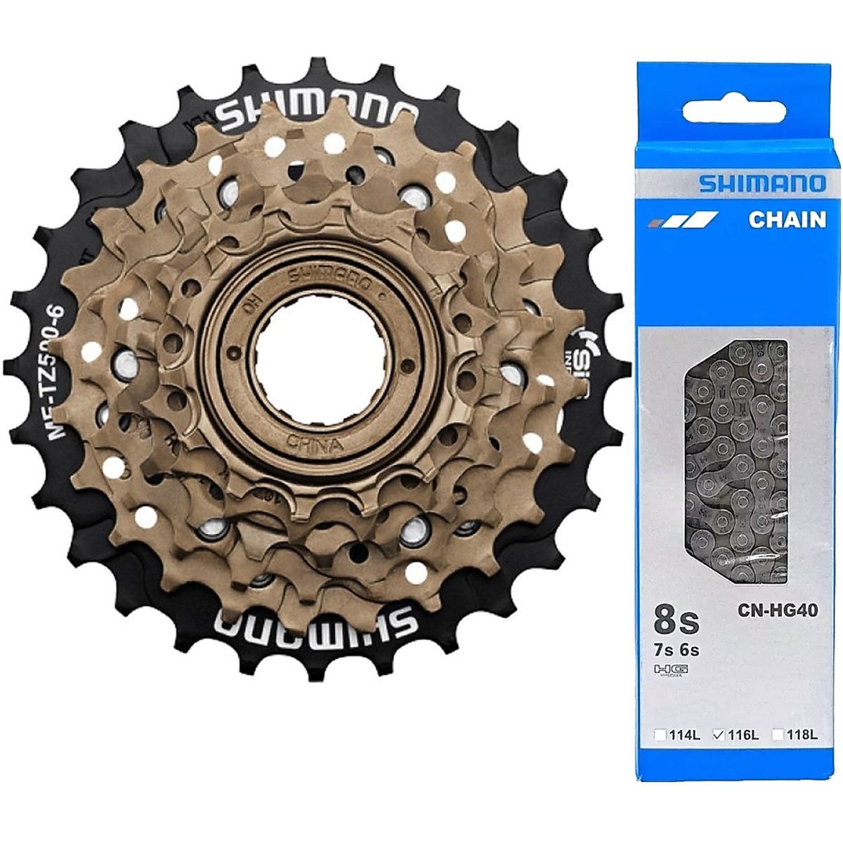 SHIMANO - Combo Shimano Pacha Tz500 6 V Rosca + Cadena Hg40 Bicicleta