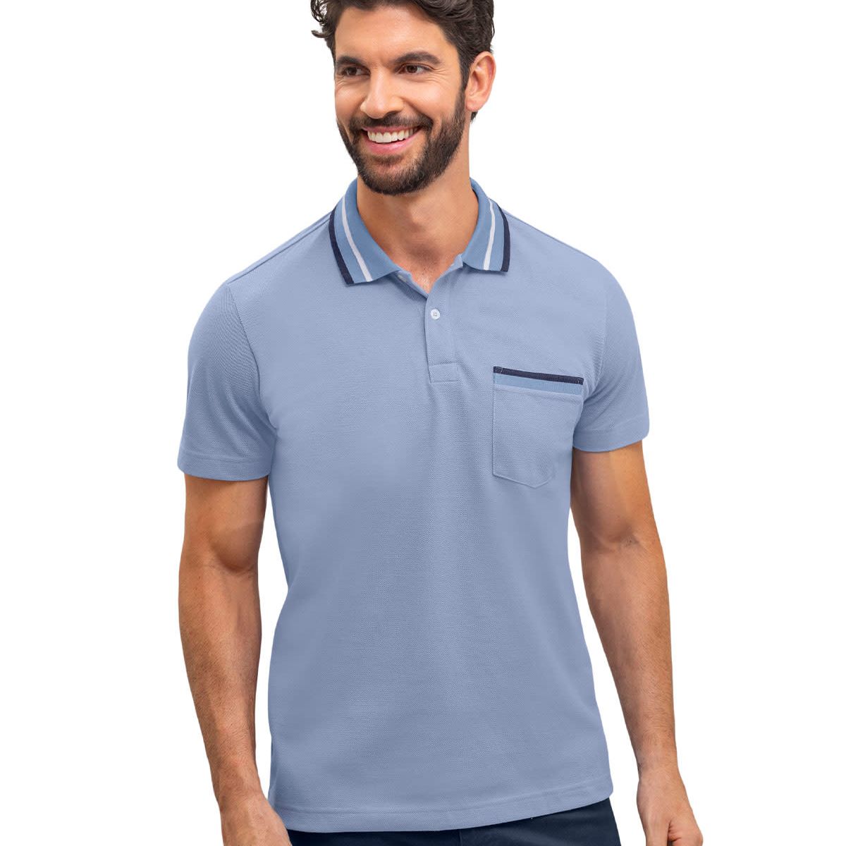 LEO - Leo Camiseta tipo polo con perilla funcional y bolsillo decorativo
