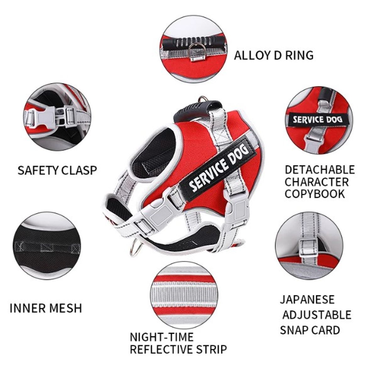 WUUFU - Arnes Pechera Chaleco Perro Service Dog  Talla XL Rojo