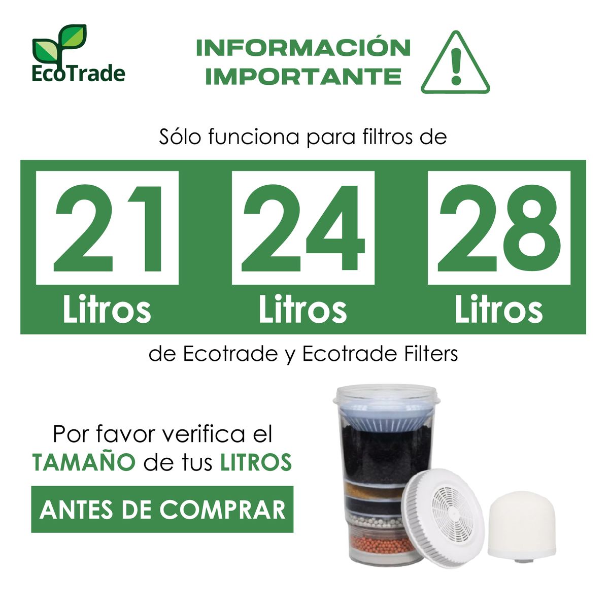 ECOTRADE - Kit 3 Repuestos Filtro Purificador Agua 21-24-28 Litros Ecotrade