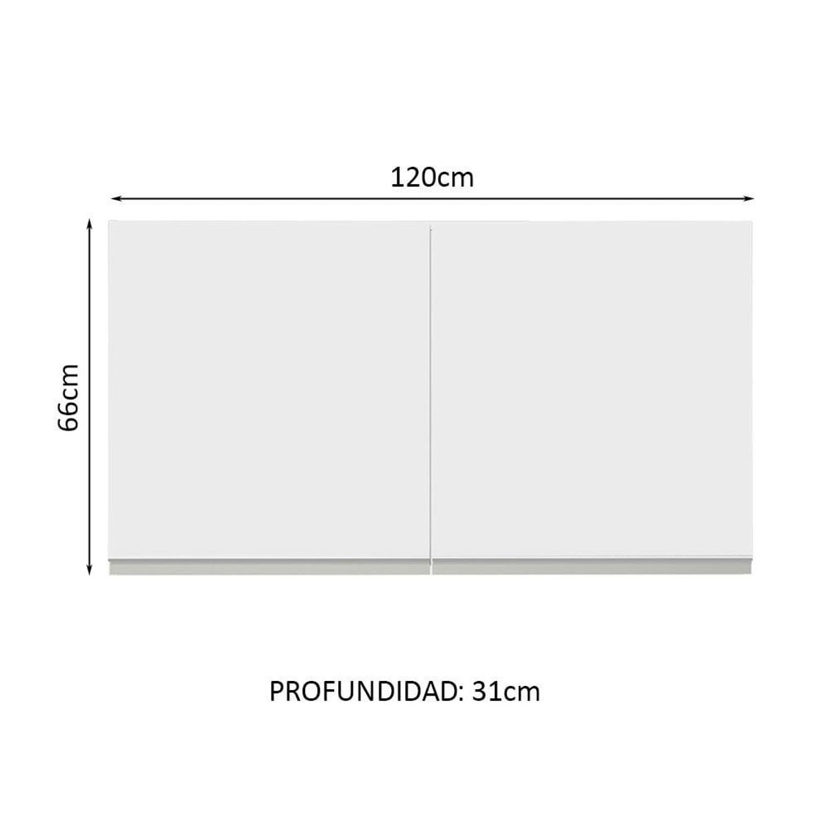 MADESA - Mueble de Cocina Superior Glamy 1.20 Metros 2 Puertas Blanco