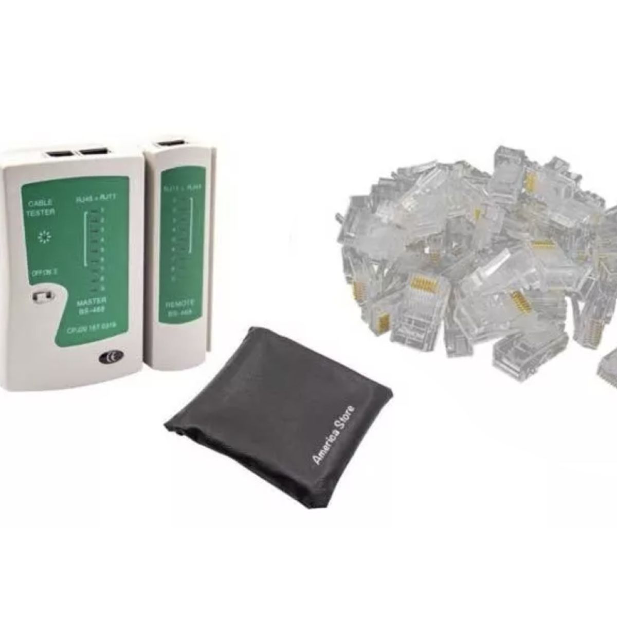 GENERICO - Conector De Red Rj45 Bolsa X100 + Tester De Red Probador