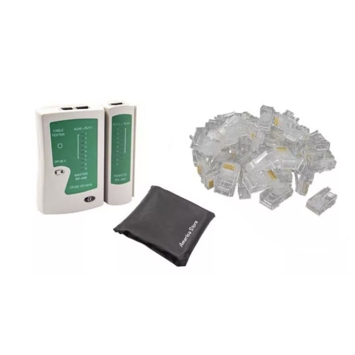 GENERICO - Conector De Red Rj45 Bolsa X100 + Tester De Red Probador