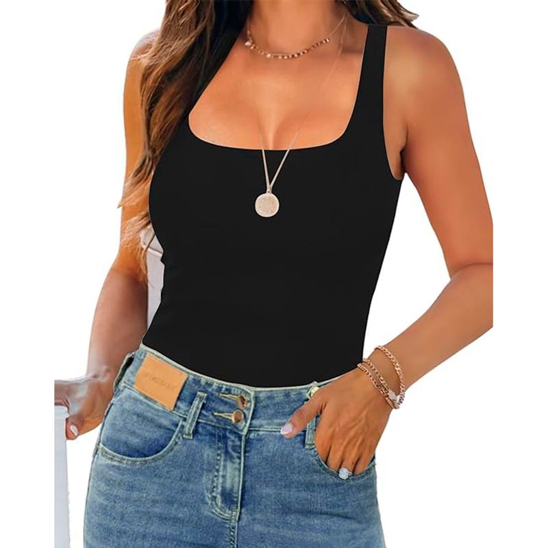 SYK - Blusa Para Mujer Sin Mangas Cuello Cuadrado Unicolor Larga