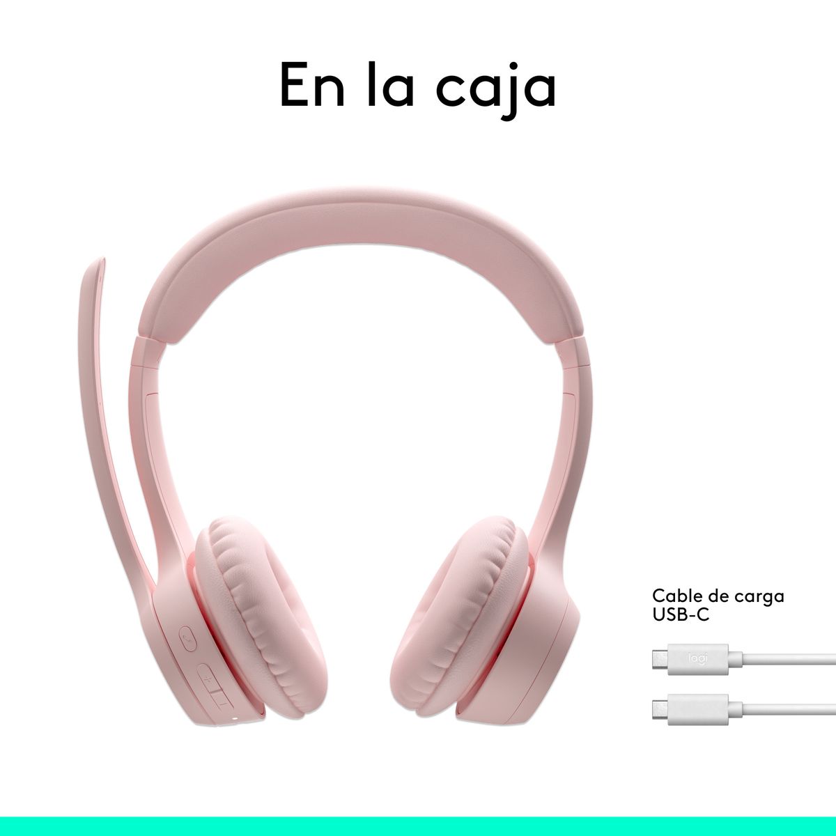 LOGITECH - Diadema Bt Inalámbrica, Logitech Zone 300 2 Micrófonos, Rosado