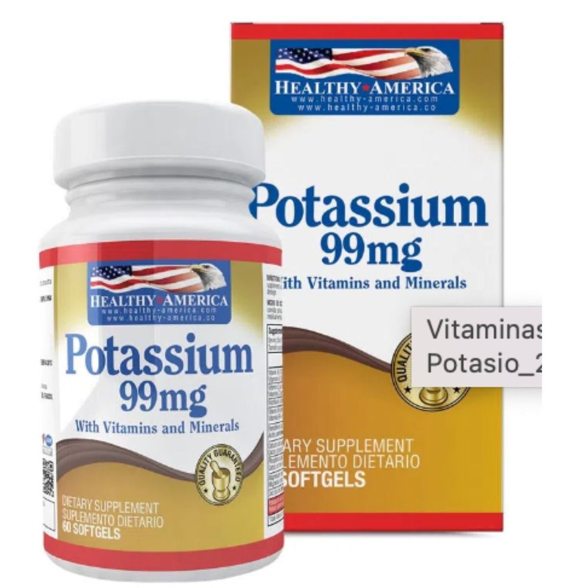 HEALTHY AMERICA - Potasio 99 mg con Vitaminas y Minerales - Healthy America