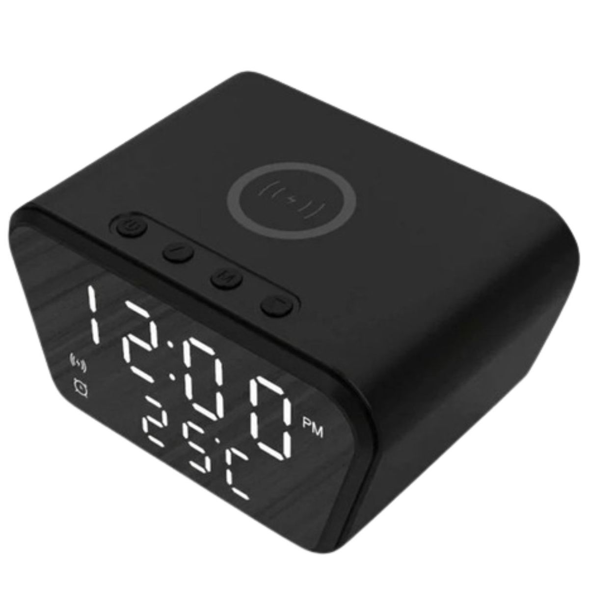 GENERICO - Cargador Inalámbrico Despertador Reloj Escritorio Negro