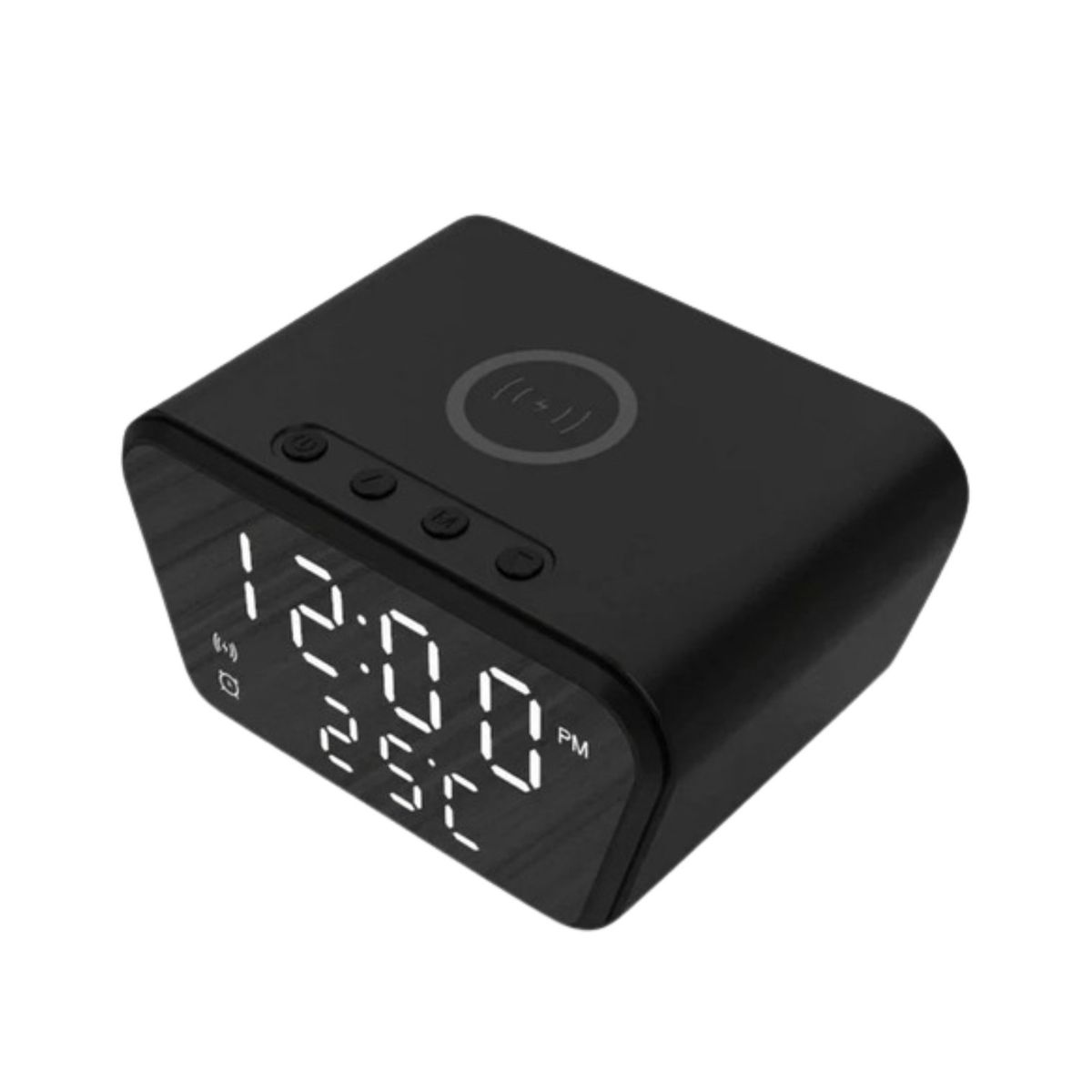 GENERICO - Cargador Inalámbrico Despertador Reloj Escritorio Negro