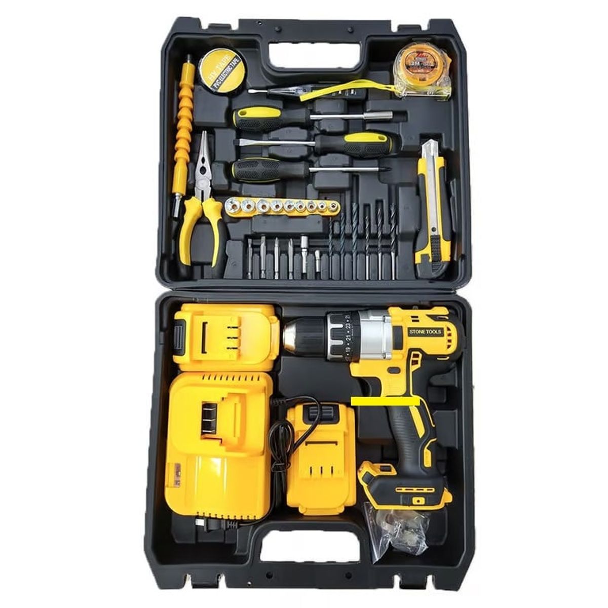 GENERICO - Taladro Inalambrico 2 baterias 36v herramientas 34 piezas