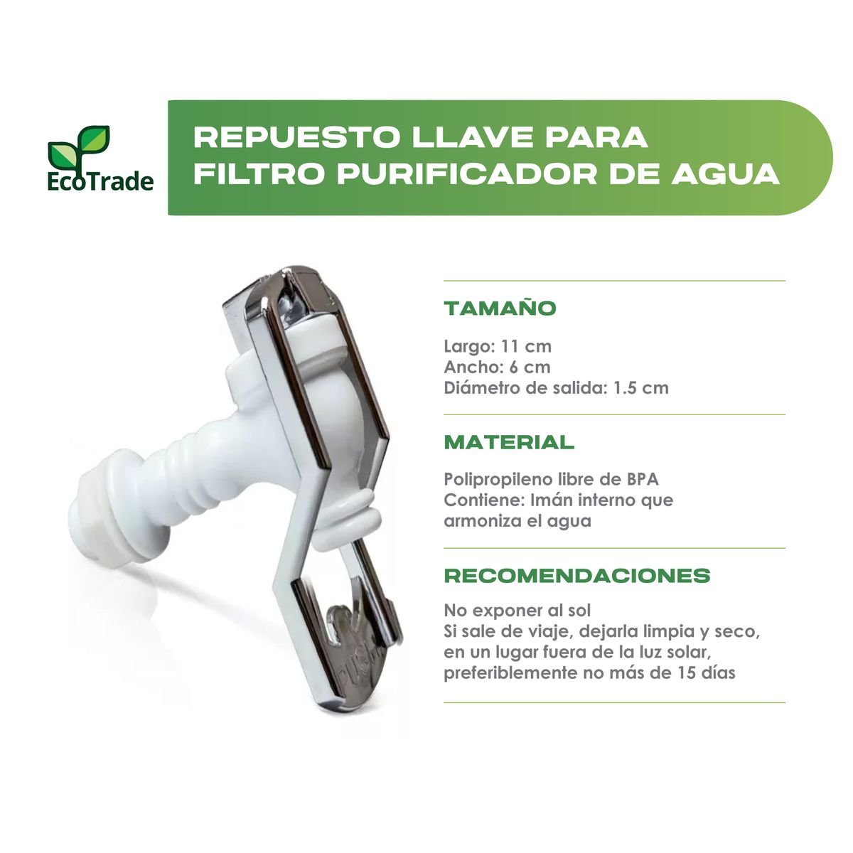 ECOTRADE - Llave Magnética Imantada Para Filtro Purificador Agua Ecotrade