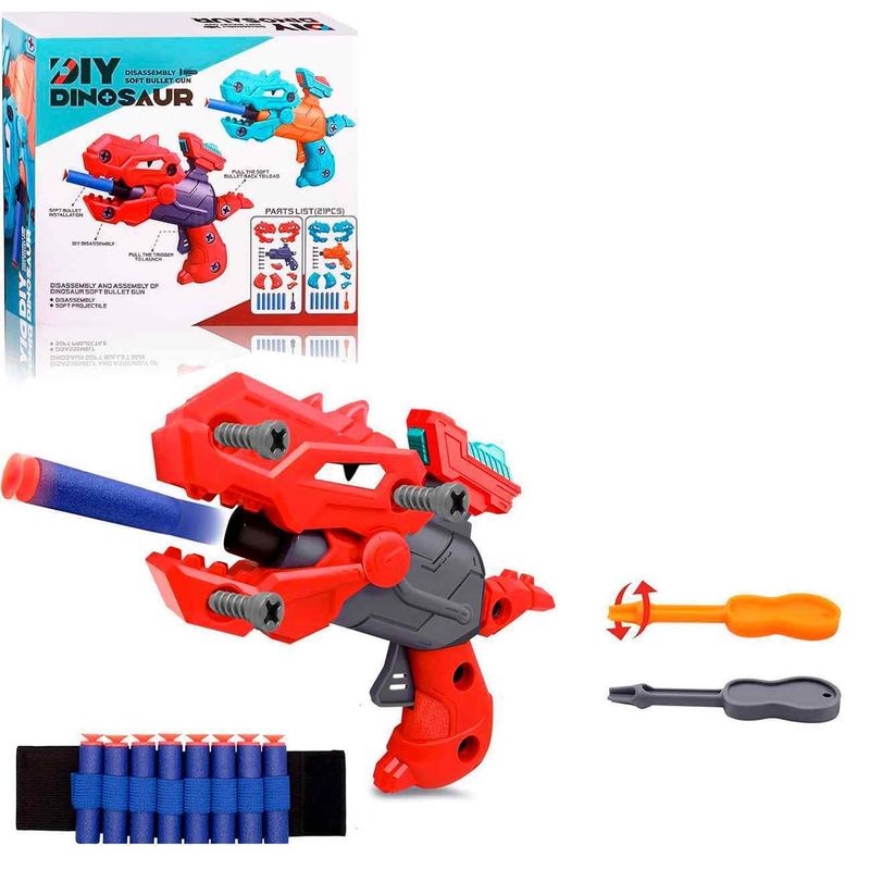 GENERICO - Pistola Dinosaurio Rex Desarmable Lanza Dardos Nerf Niños